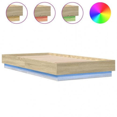 Sengeramme med LED-lys 75 x 190 cm - sonoma-eg