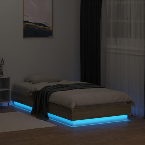 Sengeramme med LED-lys 75 x 190 cm - sonoma-eg