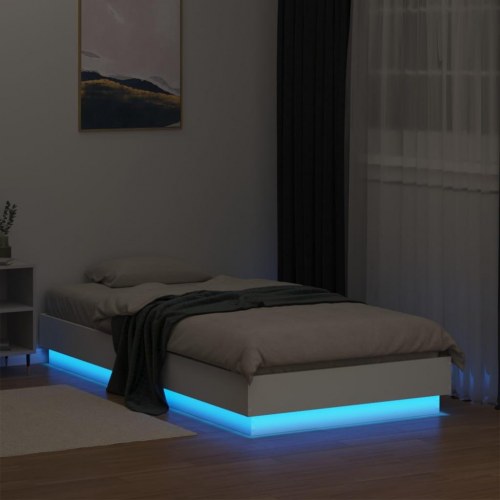 Sengeramme med LED-lys 90x190 cm hvid
