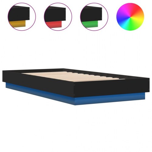 Sengeramme med LED-lys 75 x 190 cm - sort