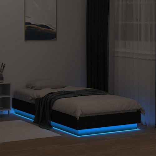 Sengeramme med LED-lys 75 x 190 cm - sort