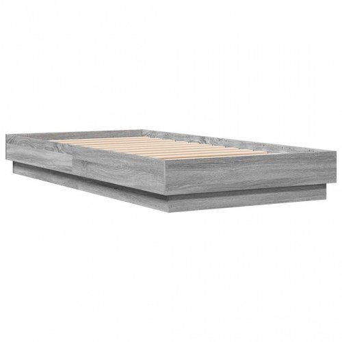 Sengeramme med LED-lys 75 x 190 cm - grå sonoma-eg