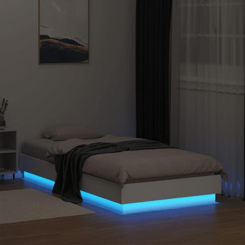 Sengeramme med LED-lys 75 x 190 cm - hvid
