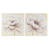 Maleri Home ESPRIT Shabby Chic Valmue 80 x 3 x 80 cm (2 enheder)