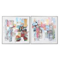 Maleri Home ESPRIT Abstrakt Moderne 82 x 4,5 x 82 cm (2 enheder)