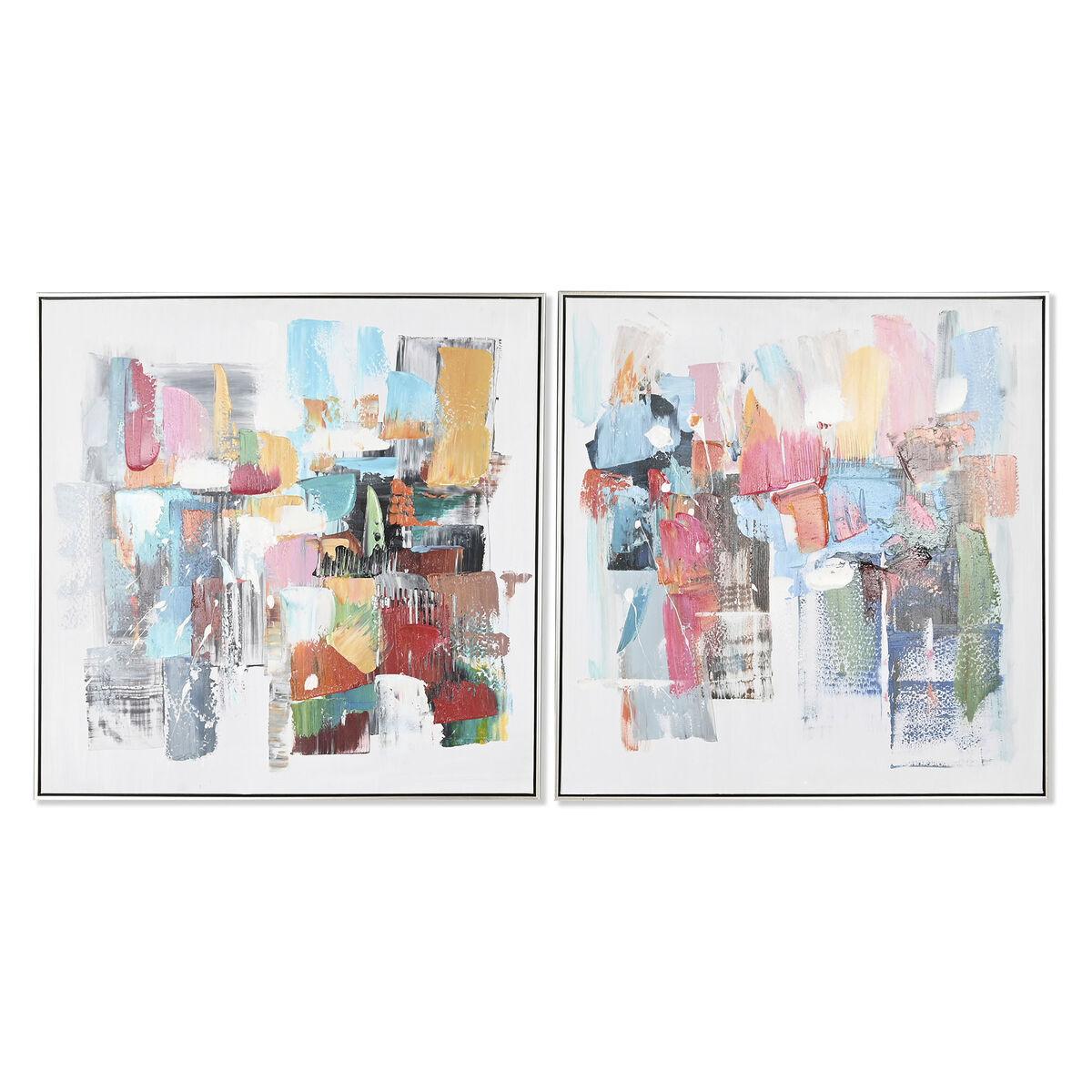 Maleri Home ESPRIT Abstrakt Moderne 82 x 4,5 x 82 cm (2 enheder)