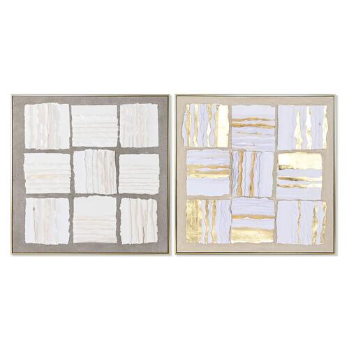Maleri Home ESPRIT Abstrakt Moderne 102,3 x 4,5 x 102,3 cm (2 enheder)