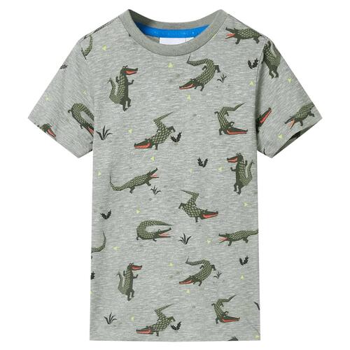 T-shirt til børn str. 116 lys kakimeleret
