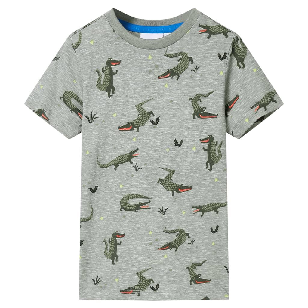 T-shirt til børn str. 116 lys kakimeleret