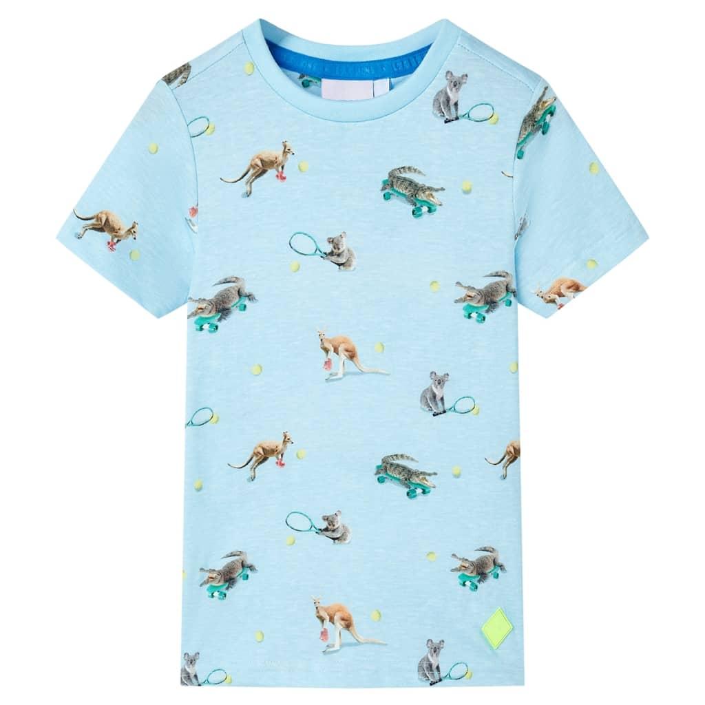 T-shirt til børn str. 128 lys blåmeleret