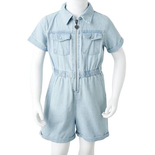 Onesie til børn str. 128 med korte ærmer lyseblå