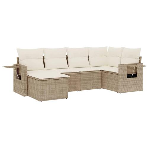 Sofasæt til haven 6 dele med hynder polyrattan beige