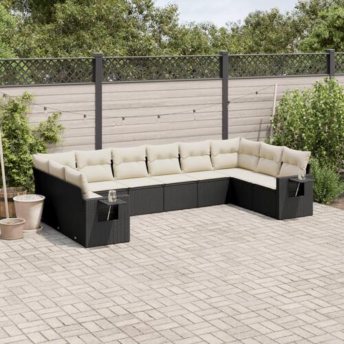 Sofasæt til haven 10 dele med hynder polyrattan sort