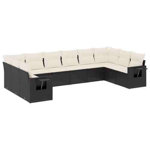 Sofasæt til haven 10 dele med hynder polyrattan sort