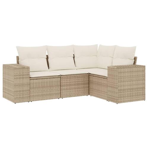Sofasæt til haven 4 dele med hynder polyrattan beige