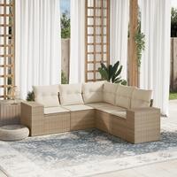Sofasæt til haven 5 dele med hynder polyrattan beige
