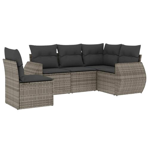 Sofasæt 5 dele med hynder polyrattan grå