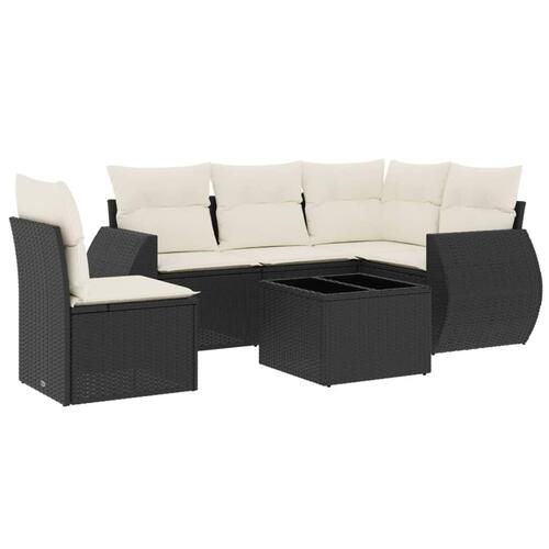 Sofasæt til haven 6 dele med hynder polyrattan sort