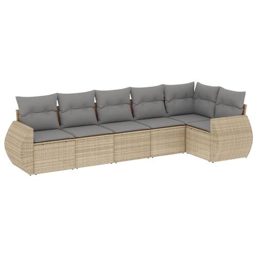 Sofasæt til haven 6 dele med hynder polyrattan beige