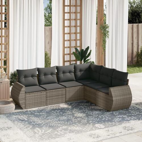 Sofasæt til haven 6 dele med hynder polyrattan grå