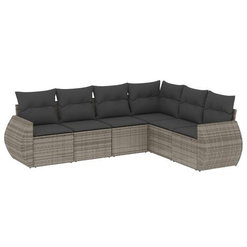 Sofasæt til haven 6 dele med hynder polyrattan grå