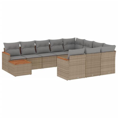Sofasæt til haven 11 dele med hynder polyrattan beige