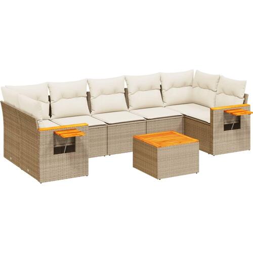 Sofasæt til haven 8 dele med hynder polyrattan beige