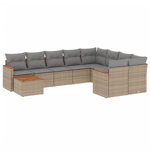 Sofasæt til haven 10 dele med hynder polyrattan beige