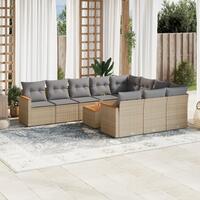 Sofasæt til haven 11 dele med hynder polyrattan beige