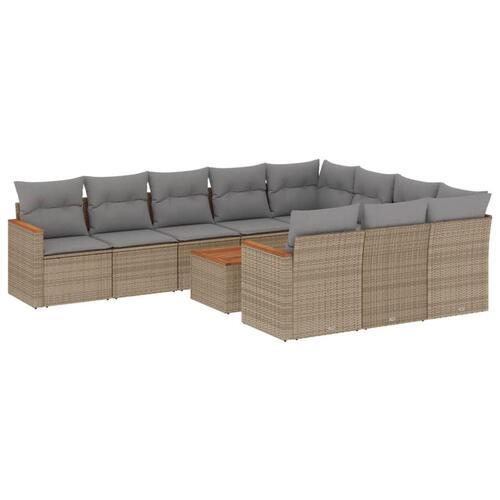 Sofasæt til haven 11 dele med hynder polyrattan beige