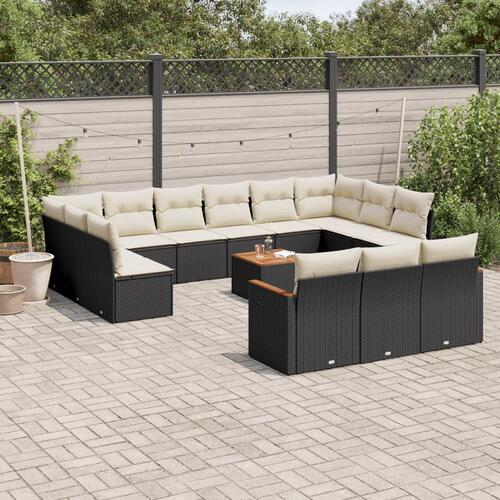 Sofasæt til haven 14 dele med hynder polyrattan sort
