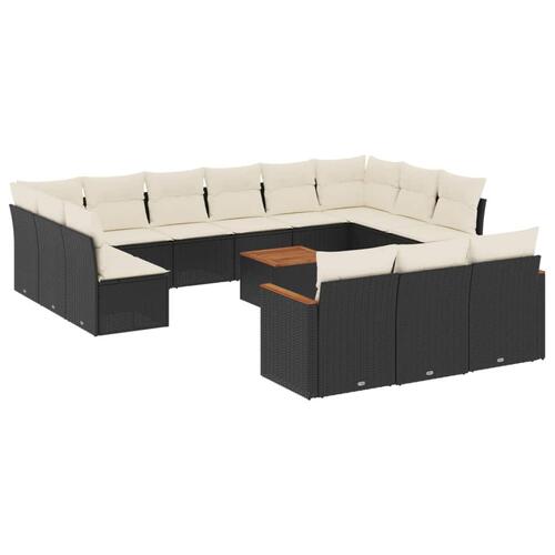 Sofasæt til haven 14 dele med hynder polyrattan sort