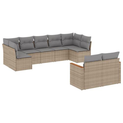 Sofasæt til haven 9 dele med hynder polyrattan beige