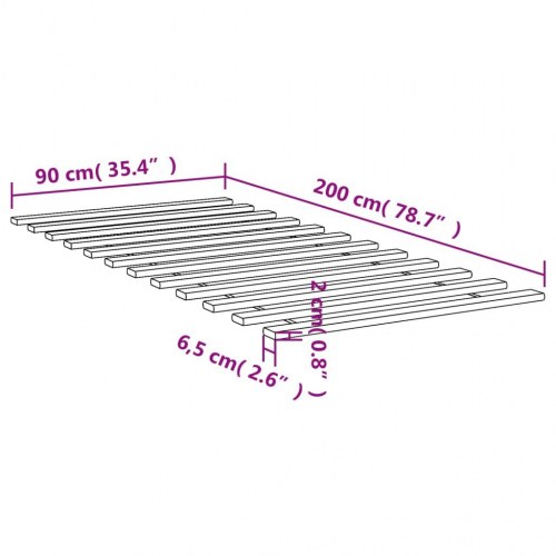 Sengelameller 90x200 cm massivt fyrretræ