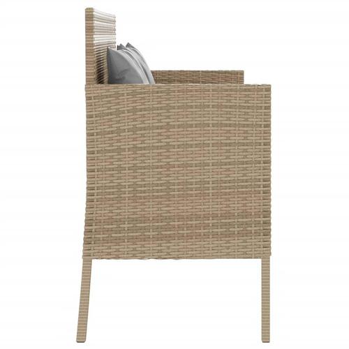 Havebænk med hynder polyrattan beige