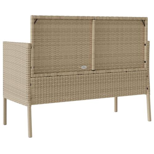Havebænk med hynder polyrattan beige