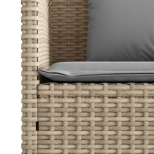 Havebænk med hynder polyrattan beige