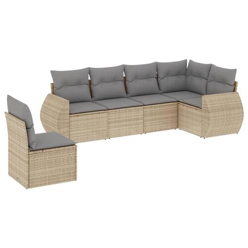Sofasæt til haven 6 dele med hynder polyrattan beige