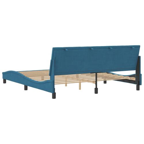 Sengeramme med sengegavl 180x200 cm velour blå