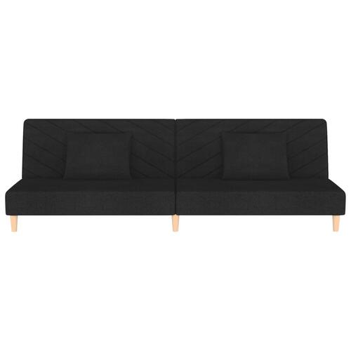 2-personers sovesofa med 2 puder stof sort