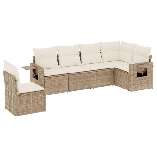 Sofasæt til haven 6 dele med hynder polyrattan beige