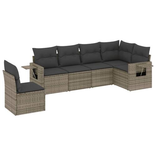 Sofasæt til haven 6 dele med hynder polyrattan grå