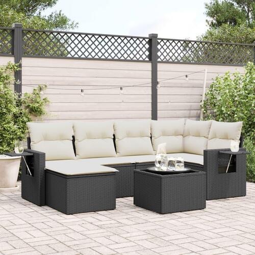 Sofasæt til haven 7 dele med hynder polyrattan sort