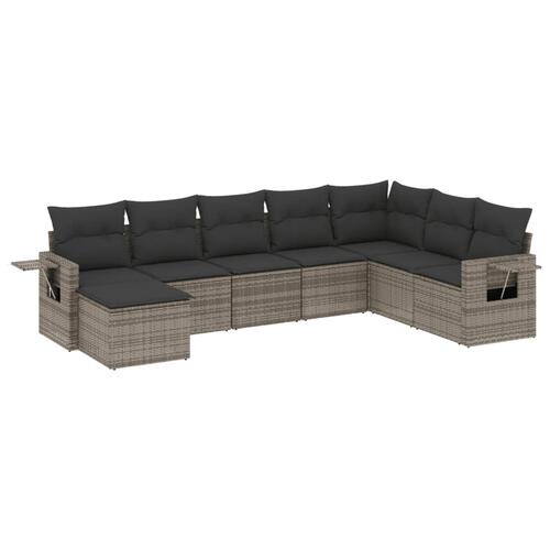 Sofasæt til haven 8 dele med hynder polyrattan grå