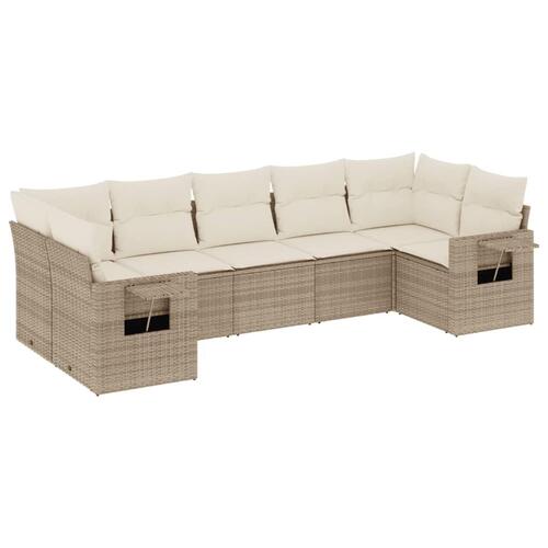 Sofasæt til haven 7 dele med hynder polyrattan beige