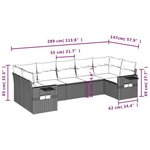Sofasæt til haven 7 dele med hynder polyrattan beige