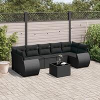 Sofasæt til haven 8 dele med hynder polyrattan sort