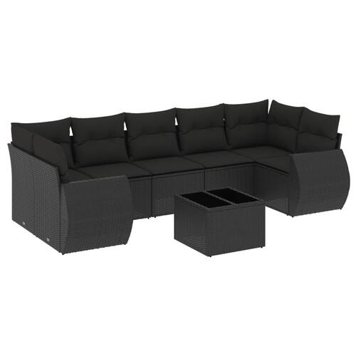 Sofasæt til haven 8 dele med hynder polyrattan sort