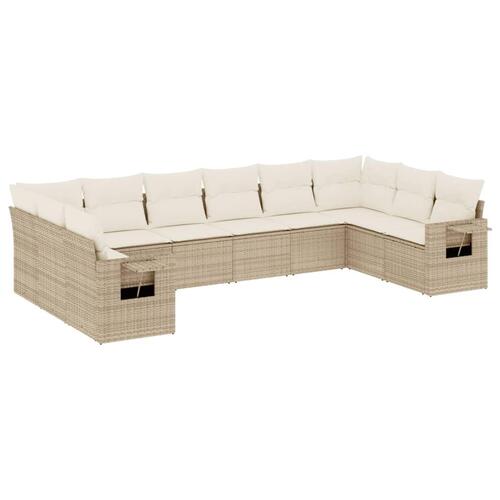 Sofasæt til haven 10 dele med hynder polyrattan beige