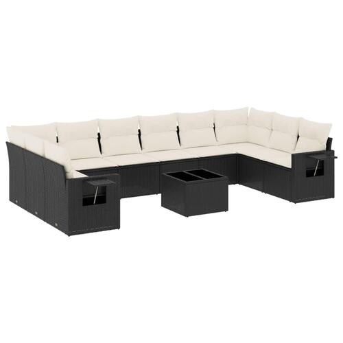 Sofasæt til haven 11 dele med hynder polyrattan sort